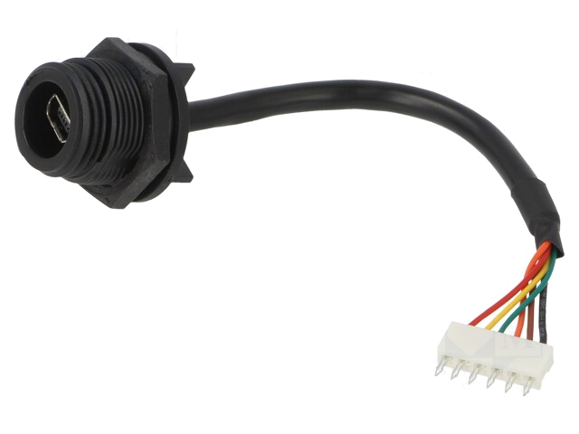 Connector: USB AB mini; contact; PIN: 6; gedraaid; IP68 Connector: USB AB mini; contact; PIN: 6; gedraaid; IP68